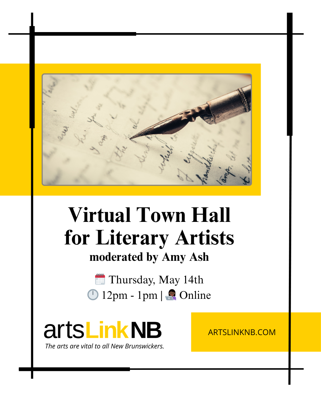 poster for virtual town hall for literary artists