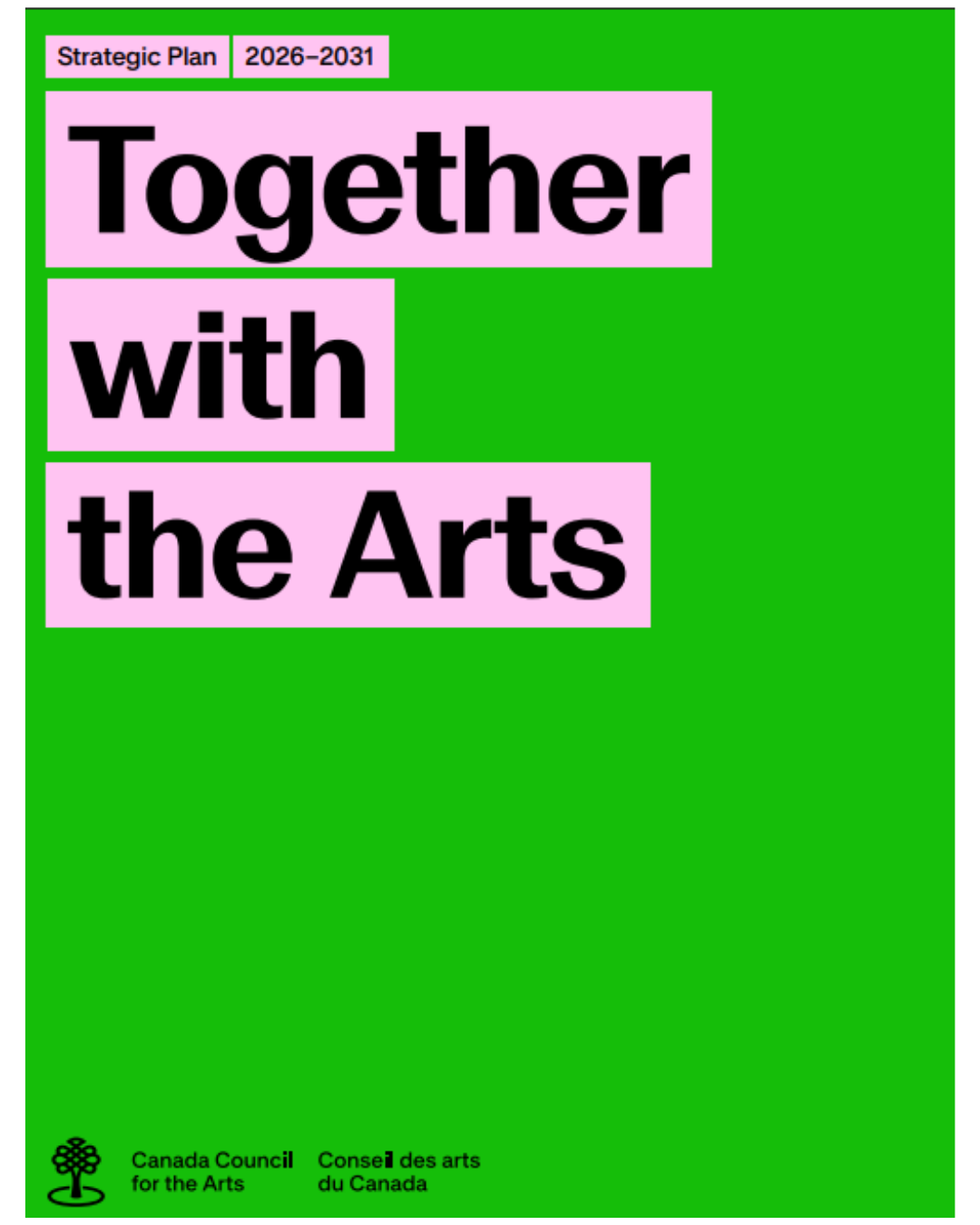 Title : "Together with the Arts" in black text highlighted in Pink on green background