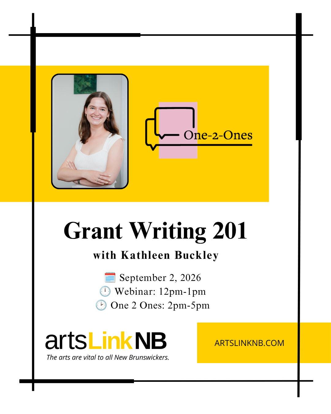 advertising one-2-one webinar and sessions for Kathleen Buckley, professional grant writer